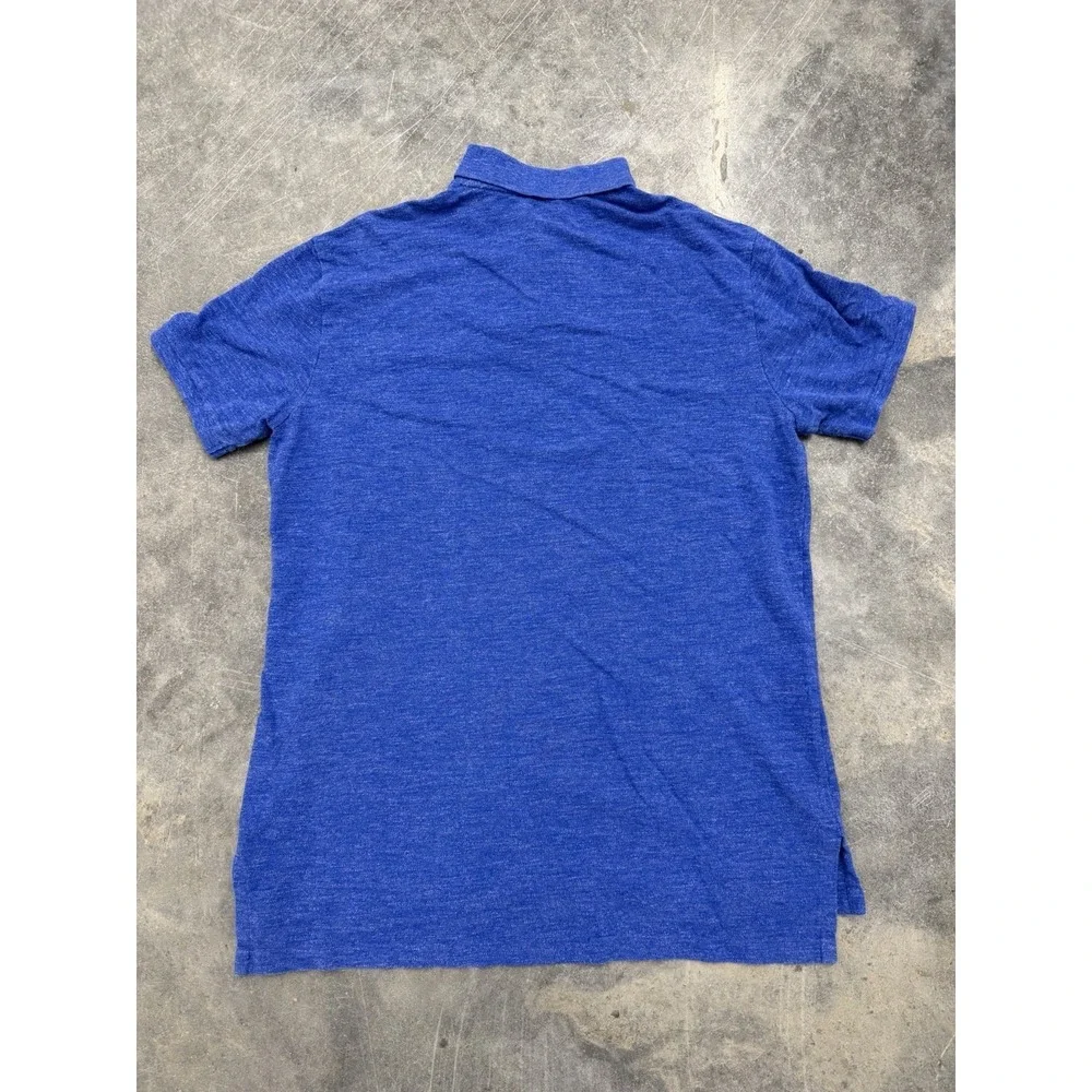 Polo Ralph Lauren Mens L Custom Fit Short Sleeve Polo Shirt Blue Yellow Pony